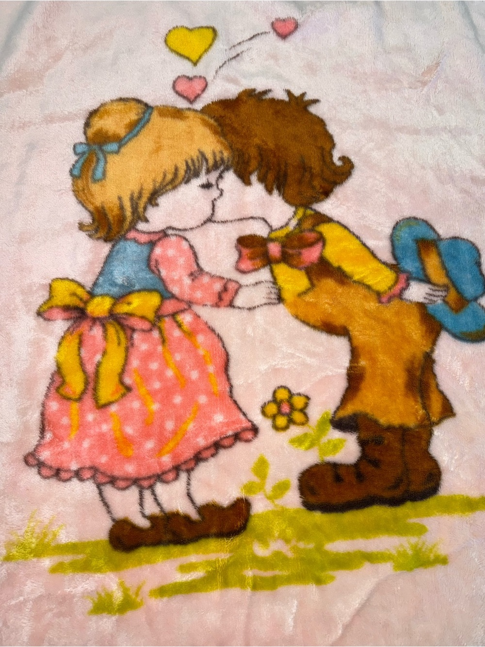 Vintage Hochman Mink Baby Blanket Kissing Kids